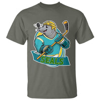 Cute Seal Playing Ice Hockey T Shirt Funny Winter Sports Gift - Wonder Print Shop