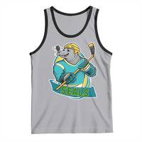 Cute Seal Playing Ice Hockey Tank Top Funny Winter Sports Gift - Wonder Print Shop