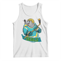 Cute Seal Playing Ice Hockey Tank Top Funny Winter Sports Gift - Wonder Print Shop