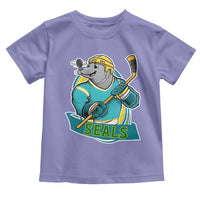 Cute Seal Playing Ice Hockey Toddler T Shirt Funny Winter Sports Gift - Wonder Print Shop