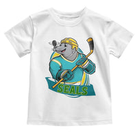 Cute Seal Playing Ice Hockey Toddler T Shirt Funny Winter Sports Gift - Wonder Print Shop