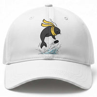 Funny Seal Playing Ice Hockey Baseball Cap Winter Sports Gift