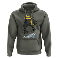Funny Seal Playing Ice Hockey Hoodie Winter Sports Gift - Wonder Print Shop