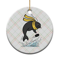 Funny Seal Playing Ice Hockey Ceramic Ornament Winter Sports Gift - Wonder Print Shop