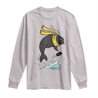 Funny Seal Playing Ice Hockey Long Sleeve Shirt Winter Sports Gift - Wonder Print Shop
