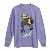 Funny Seal Playing Ice Hockey Long Sleeve Shirt Winter Sports Gift - Wonder Print Shop