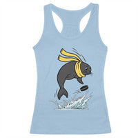 Funny Seal Playing Ice Hockey Racerback Tank Top Winter Sports Gift - Wonder Print Shop