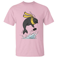 Funny Seal Playing Ice Hockey T Shirt Winter Sports Gift - Wonder Print Shop