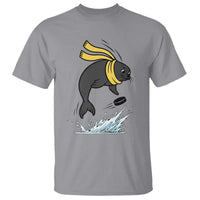 Funny Seal Playing Ice Hockey T Shirt Winter Sports Gift - Wonder Print Shop