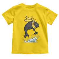 Funny Seal Playing Ice Hockey Toddler T Shirt Winter Sports Gift - Wonder Print Shop