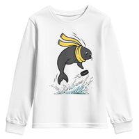 Funny Seal Playing Ice Hockey Youth Sweatshirt Winter Sports Gift - Wonder Print Shop