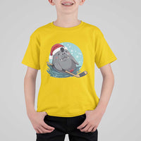 Snowy Seal Ice Hockey Lover T Shirt For Kid Funny Christmas Gift - Wonder Print Shop