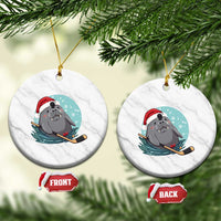 Snowy Seal Ice Hockey Lover Ceramic Ornament Funny Christmas Gift - Wonder Print Shop