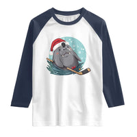 Snowy Seal Ice Hockey Lover Raglan Shirt Funny Christmas Gift - Wonder Print Shop