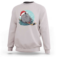 Snowy Seal Ice Hockey Lover Sweatshirt Funny Christmas Gift - Wonder Print Shop