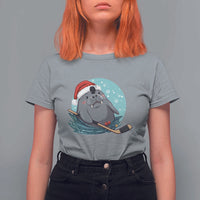 Snowy Seal Ice Hockey Lover T Shirt For Women Funny Christmas Gift - Wonder Print Shop
