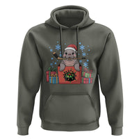 Santa Seal Playing Ice Hockey Hoodie Funny Christmas Gift - Wonder Print Shop