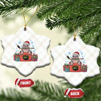Santa Seal Playing Ice Hockey Ceramic Ornament Funny Christmas Gift - Wonder Print Shop