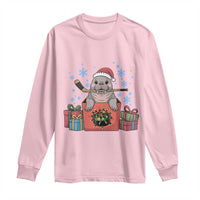 Santa Seal Playing Ice Hockey Long Sleeve Shirt Funny Christmas Gift - Wonder Print Shop