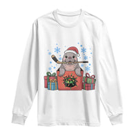 Santa Seal Playing Ice Hockey Long Sleeve Shirt Funny Christmas Gift - Wonder Print Shop