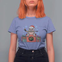 Santa Seal Playing Ice Hockey T Shirt For Women Funny Christmas Gift - Wonder Print Shop