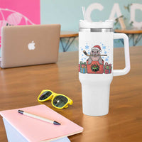 Santa Seal Playing Ice Hockey Tumbler With Handle Funny Christmas Gift - Wonder Print Shop