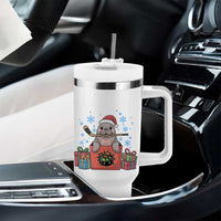 Santa Seal Playing Ice Hockey Tumbler With Handle Funny Christmas Gift - Wonder Print Shop