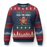 Funny Seal The Goal Ugly Christmas Sweater Goalie Ice Hockey Player Gift - Wonder Print Shop