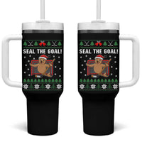 Funny Seal The Goal Tumbler With Handle Goalie Ice Hockey Player Gift - Wonder Print Shop