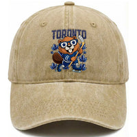 Toronto Ice Hockey Beaver Washed Cotton Baseball Cap Canadian Pride Gift