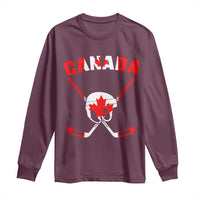 Canada Hockey Fan Ice Hockey Gear Red White Gift Long Sleeve Shirt - Wonder Print Shop