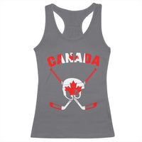 Canada Hockey Fan Ice Hockey Gear Red White Gift Racerback Tank Top - Wonder Print Shop