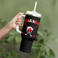 Canada Hockey Fan Ice Hockey Gear Red White Gift Tumbler With Handle - Wonder Print Shop