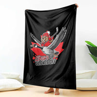 Elbows Up Gloves Off Throw Blanket Canadian Ice Hockey Beaver Gift - Wonder Print Shop
