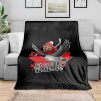 Elbows Up Gloves Off Throw Blanket Canadian Ice Hockey Beaver Gift - Wonder Print Shop