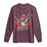 Elbows Up Gloves Off Long Sleeve Shirt Canadian Ice Hockey Beaver Gift - Wonder Print Shop