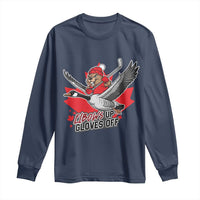 Elbows Up Gloves Off Long Sleeve Shirt Canadian Ice Hockey Beaver Gift - Wonder Print Shop