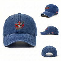 Elbows Up Gloves Off Washed Cotton Baseball Cap Canadian Ice Hockey Beaver Gift