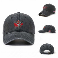 Elbows Up Gloves Off Washed Cotton Baseball Cap Canadian Ice Hockey Beaver Gift