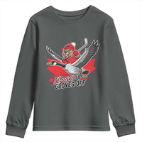 Elbows Up Gloves Off Youth Sweatshirt Canadian Ice Hockey Beaver Gift - Wonder Print Shop