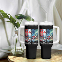 Christmas Canada Ice Hockey Lover Tumbler With Handle Tis The Season - Wonder Print Shop