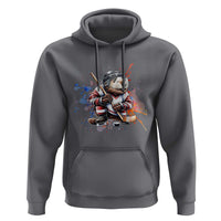 Funny Beaver Playing Ice Hockey Hoodie Winter Sports Gift - Wonder Print Shop
