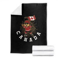 Funny Beaver Playing Ice Hockey With Canada Flag Gift Throw Blanket - Wonder Print Shop