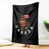 Funny Beaver Playing Ice Hockey With Canada Flag Gift Throw Blanket - Wonder Print Shop