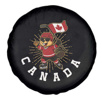 Funny Beaver Playing Ice Hockey With Canada Flag Gift Spare Tire Cover - Wonder Print Shop