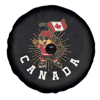 Funny Beaver Playing Ice Hockey With Canada Flag Gift Spare Tire Cover - Wonder Print Shop