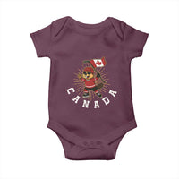 Funny Beaver Playing Ice Hockey With Canada Flag Gift Baby Onesie - Wonder Print Shop