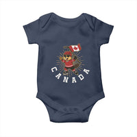 Funny Beaver Playing Ice Hockey With Canada Flag Gift Baby Onesie - Wonder Print Shop
