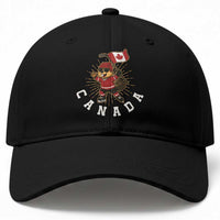 Funny Beaver Playing Ice Hockey With Canada Flag Gift Baseball Cap