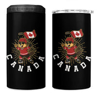 Funny Beaver Playing Ice Hockey With Canada Flag Gift 4 in 1 Can Cooler Tumbler - Wonder Print Shop